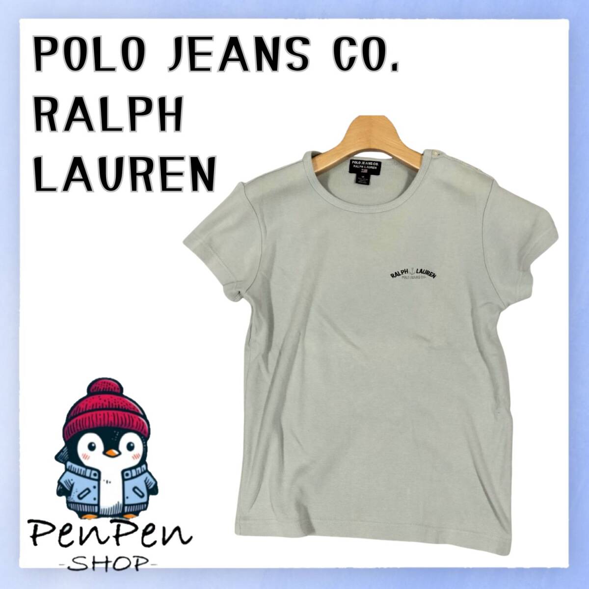 コットン100% POLO JEANS CO. RALPH LAUREN ラルフローレン レディース 半袖 Tシャツ グレー Mサイズ ラルフローレンTシャツ カジュアル拍卖
