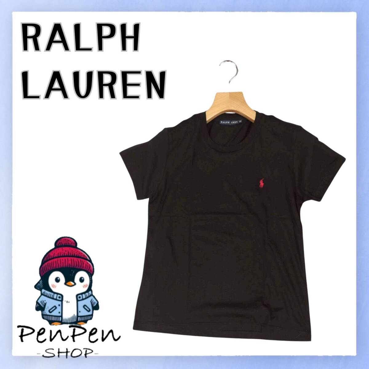 RALPH LAUREN ラルフローレン メンズ Tシャツ 半袖 刺繍ロゴ コットン100% ブラック 黒 Mサイズ 上質素材 ロゴ刺繍 カジュアル 人気定番拍卖