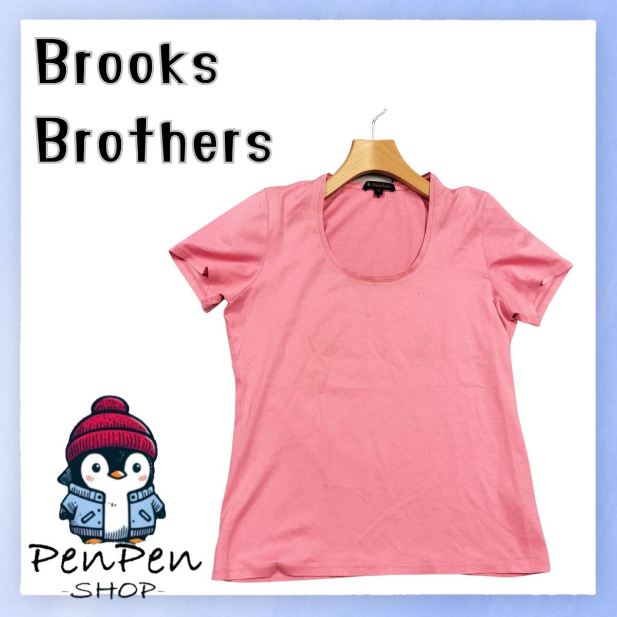 Brooks Brothers ブルックスブラザーズ レディース コットン100% 半袖 Tシャツ ピンク Sサイズ 上質な肌触り 日本正規品 カジュアル拍卖
