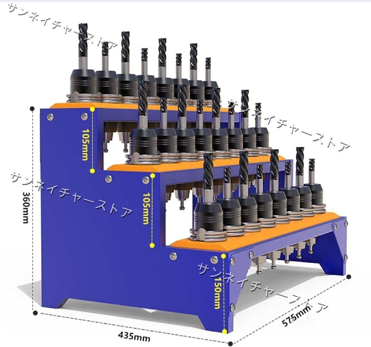 ツールワゴン 工具の保管 3段 ツールカート CNC加工センター DIY ガレージ 倉庫 工具収納ボックス 工具台車 CNC保管ラック BT40-24個拍卖