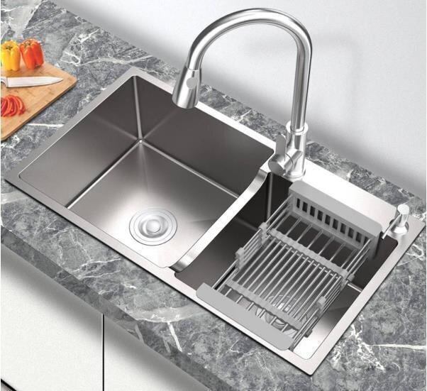 実用品★ キッチン用品 ステンレス製流し台 台所 2槽シンク 食器洗いシンク 野菜シンク 肥厚大容量 便利 75*41*22cm拍卖