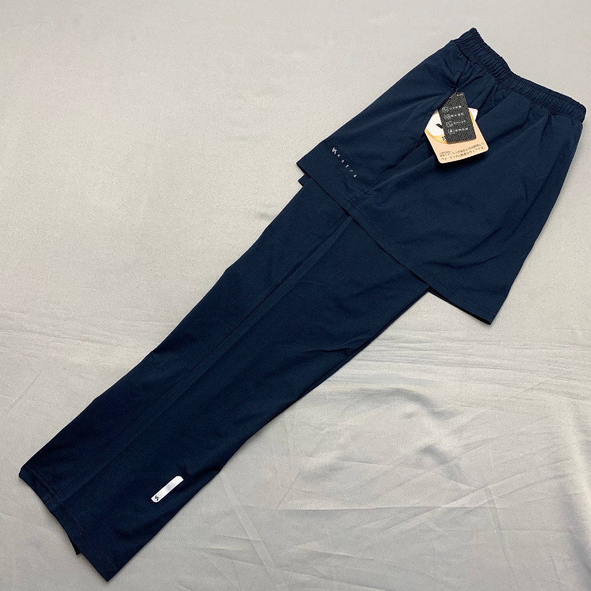 【送料無料】【新品】Kaepa レディース スカート付きロングパンツ(吸水速乾 UVカット 再帰反射 ストレッチ)  M  ネイビー★703552拍卖