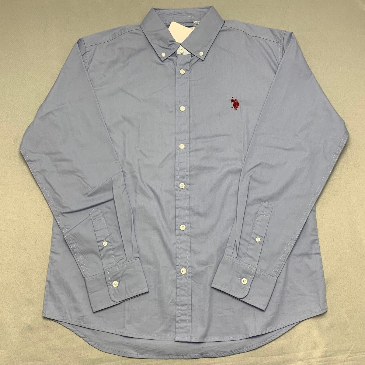 【送料無料】【新品】US.POLO.ASSN メンズ長袖コットンシャツ(ボタンダウン仕様) L ライトブルー★51700拍卖