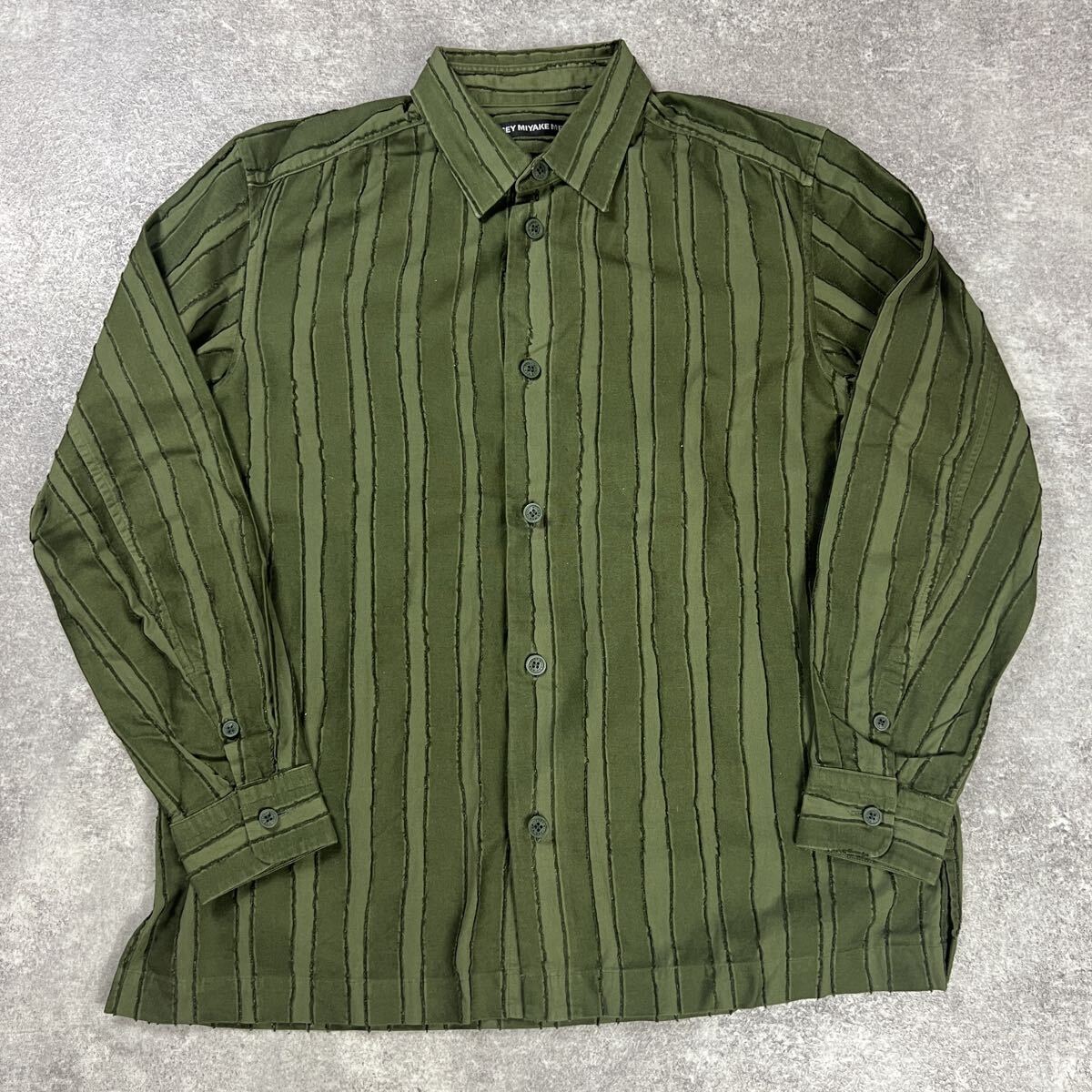 ISSEY KIYAKE MEN イッセイミヤケメン 長袖シャツ プリーツ ストライプ コットン ME01FJ008 サイズ2 JA11拍卖