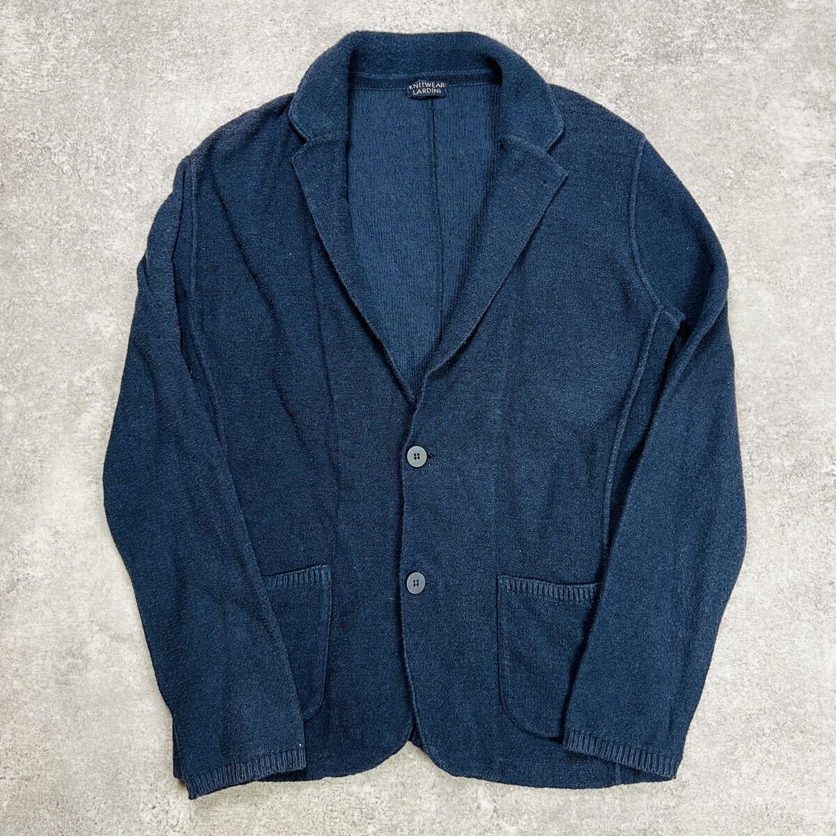 1スタ Knitwear Lardini ラルディーニ テーラードジャケット コットン ニット ジャケット ネイビー JA74拍卖