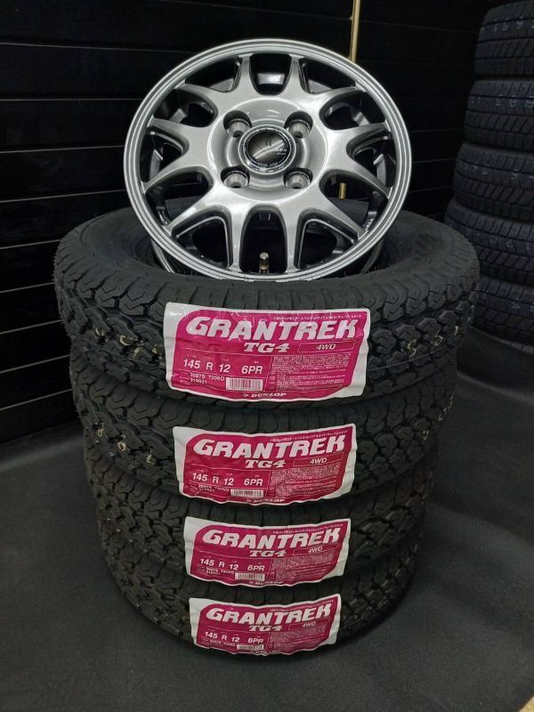 【2025年製】ダンロップGRANTREK TG4 145R12 6PR+JP205 4本総額45000円 キャリー NV100 クリッパー エブリイ 車検対応 145/80R12 80/78相当拍卖