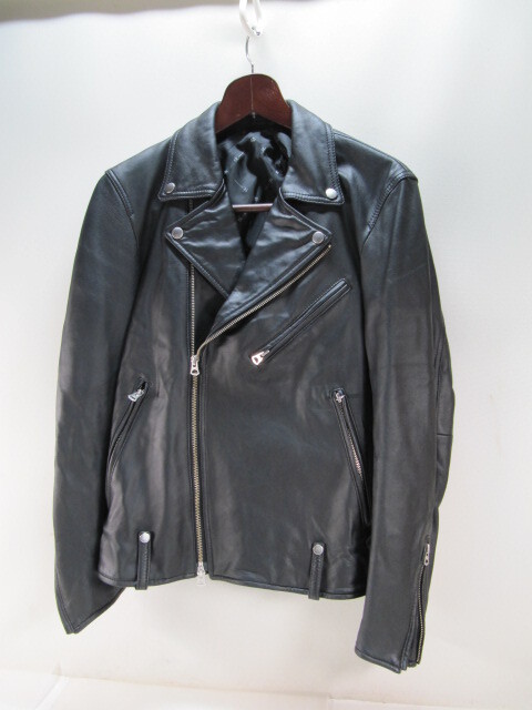T481◇tk TAKEO KIKUCHI タケオキクチ シングルライダース ラムレザージャケット 羊革 黒 シープスキン メンズ L寸拍卖