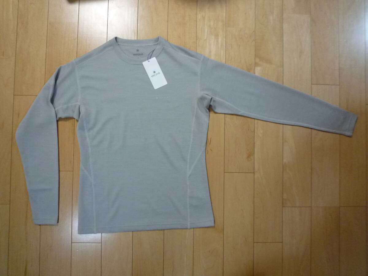 【新品】SNOW PEAK(スノーピーク)PE/WO HYBRID LONG SLEEVE T-SHIRT(ウール混・長袖Tシャツ)SW-24AU01702☆薄グレー色☆S拍卖