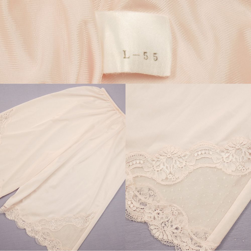 6002 セシール 裾花柄レース フレアパンツ L-55 ピンク拍卖