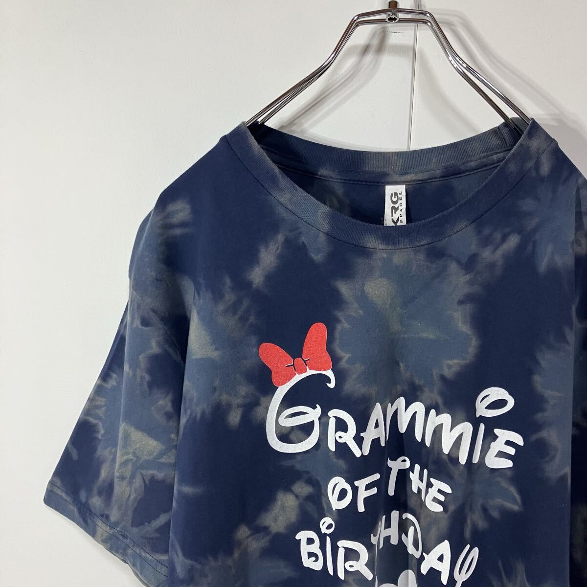 古着 アート プリント クルーネック 半袖 Tシャツ 大きいサイズ 一点物 ネイビー XL拍卖