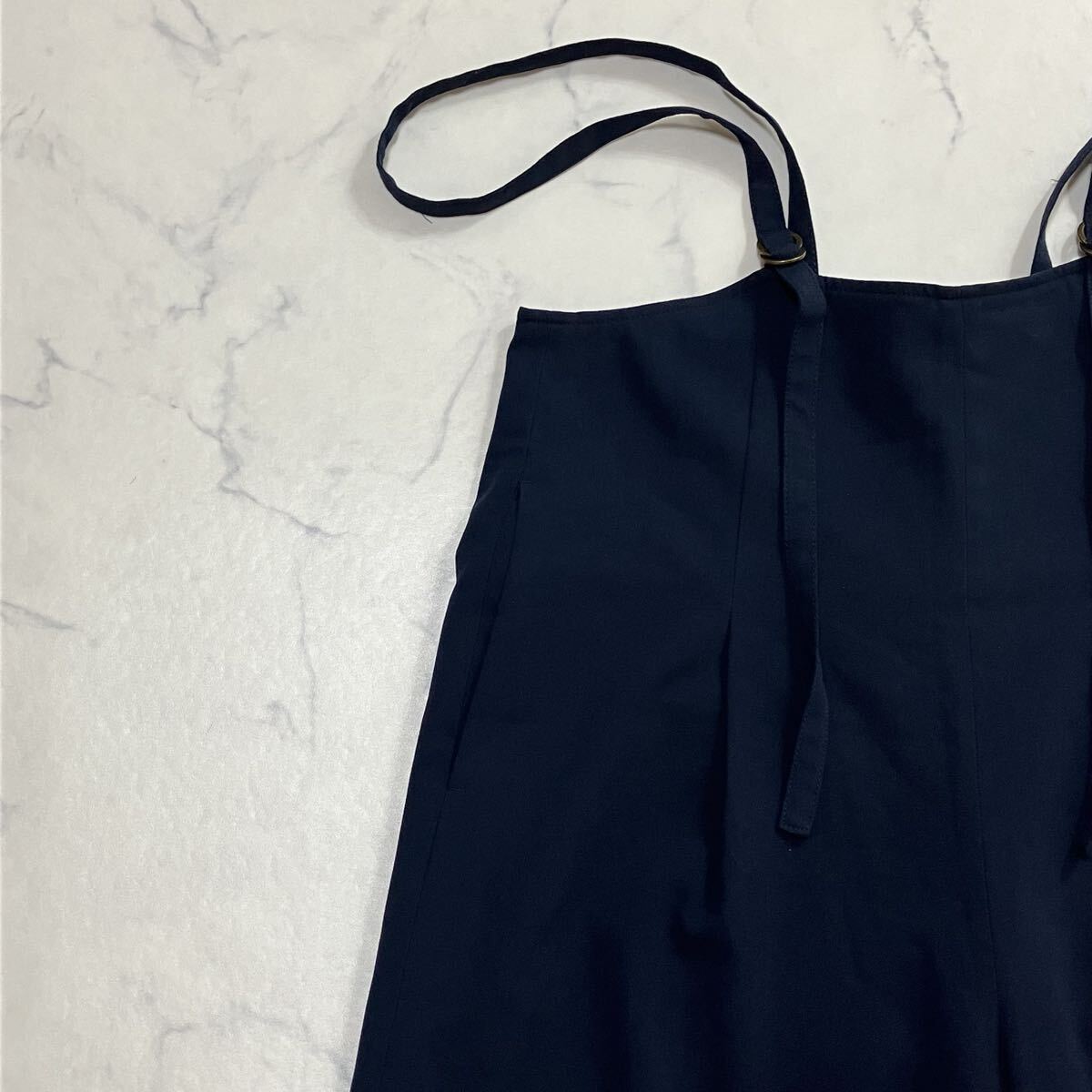 LEPSIM レプシィム ワントーン タック 肩紐付き 裏地付き オールインワン ガウチョ パンツ ネイビー M拍卖