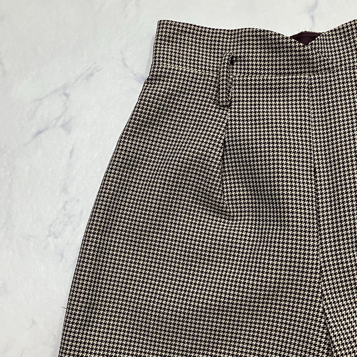Rirandture リランドチュール 千鳥格子 ハウンドトゥース タック 裏地付き ホック ジップ ウール混 ショート パンツ 0拍卖