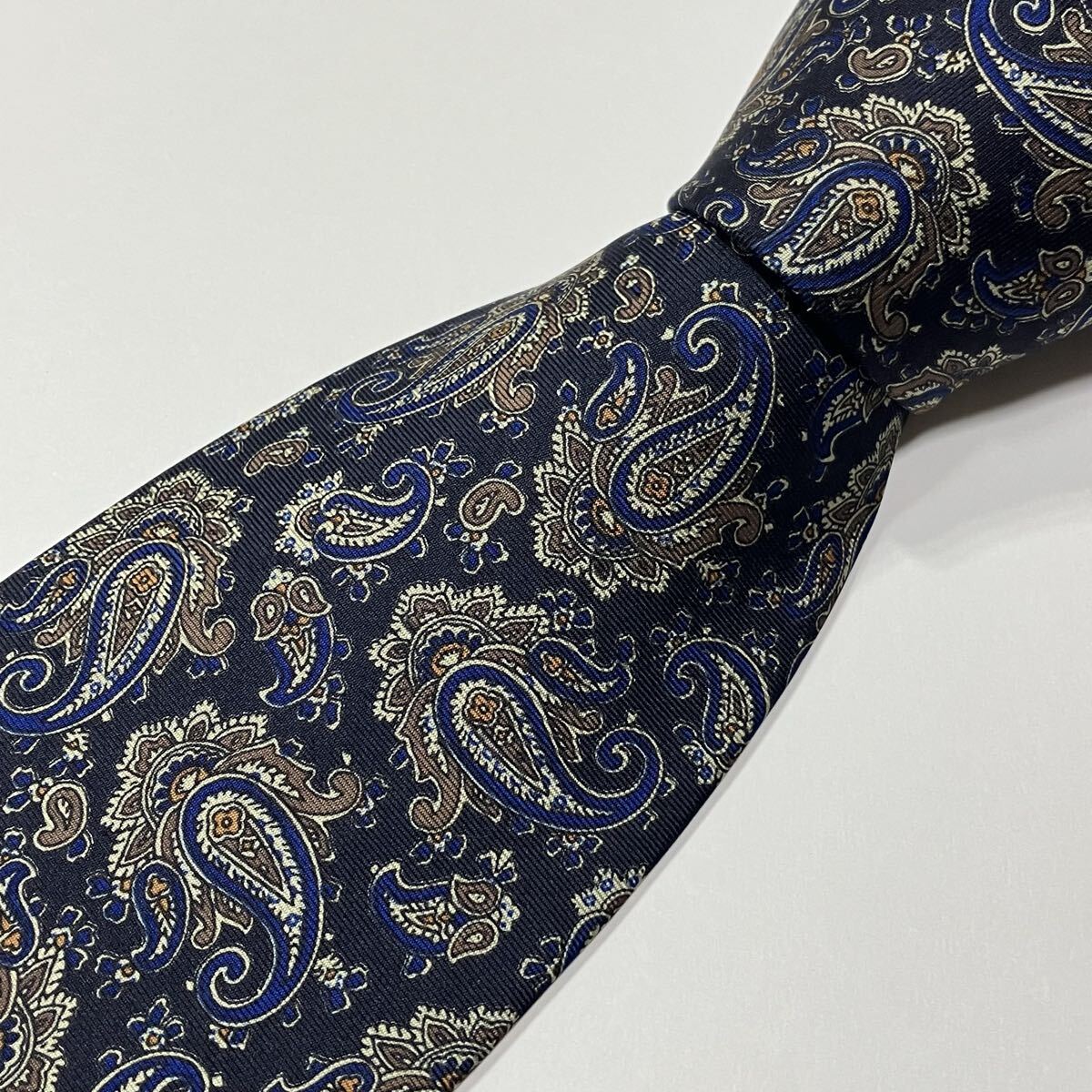 ペイズリー シルク ネクタイ 古着 ネイビー 629-1拍卖