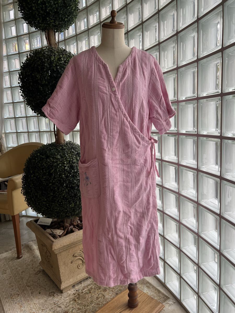 ホットマン★ピンク 半袖 バスローブ M-Lサイズ USED♪f拍卖