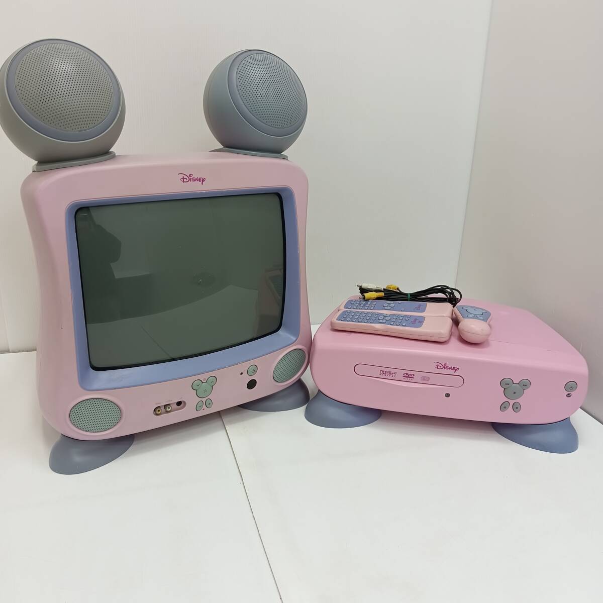 10k6181h4v ジャンク ミッキーマウス ブラウン管テレビ DVDプレイヤー セット ディズニーDTV-1400J-P/DVD-2000J-P 2004年 拍卖