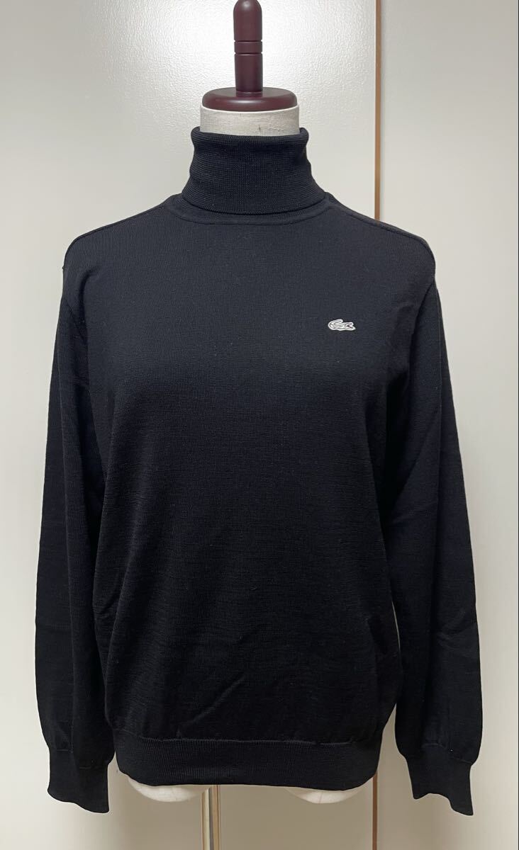 OT★極美品★LACOSTE ラコステ★タートルネック ニット セーター レディース L 4 ハイネック ウール 薄手 黒 ブラック拍卖