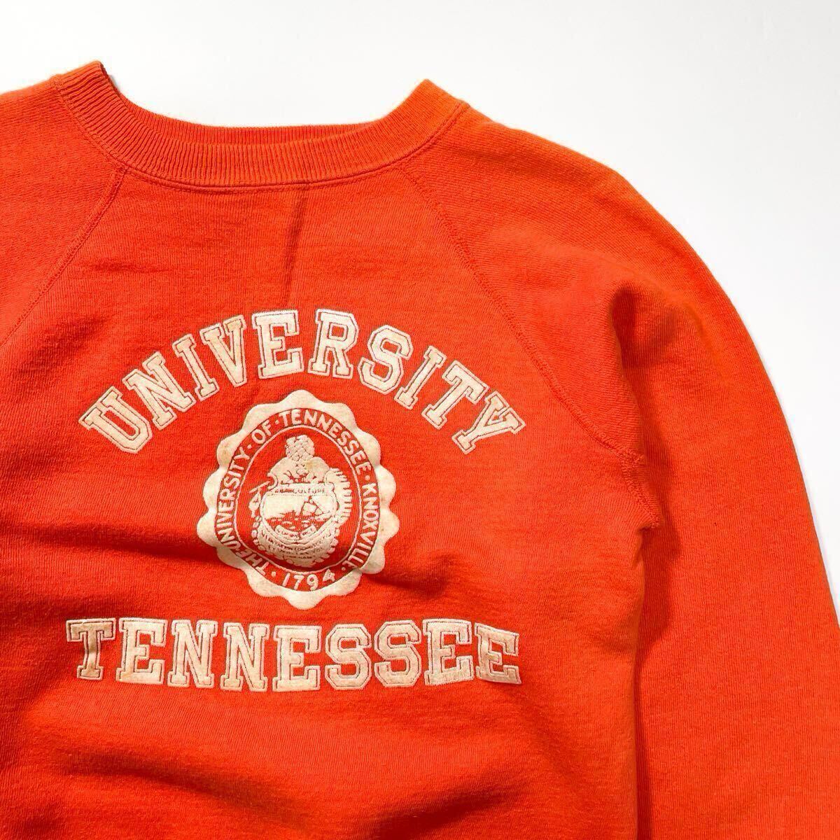 50s 60s テネシー大学 カレッジ スウェット オレンジ フロッキー 3段プリント コットン ビンテージ アメリカ製 usa old M 2本針 ガゼット拍卖
