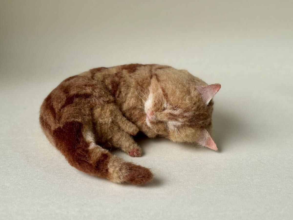 ひだまり工房 お昼寝ねこさん 茶トラ レッドタビー アメリカンショートヘア ハンドメイド リアル ドール 羊毛フェルト インテリア拍卖