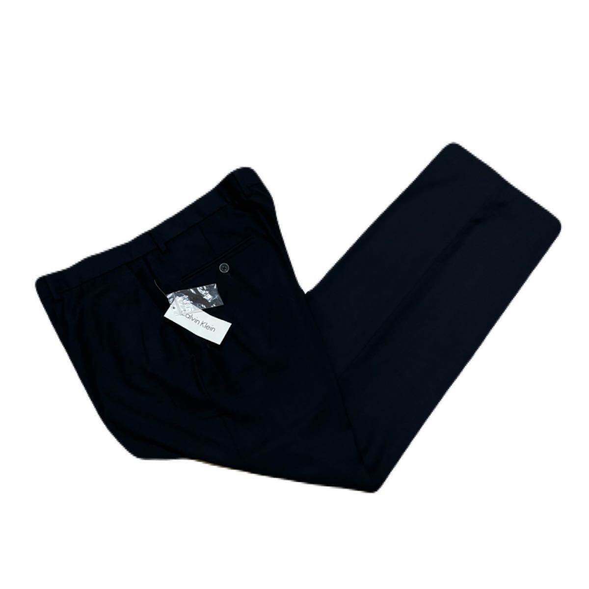 新品タグ付き Calvin Klein ブラック パンツ スラックス ビッグサイズ W38 l30 ポリエステル レーヨン拍卖