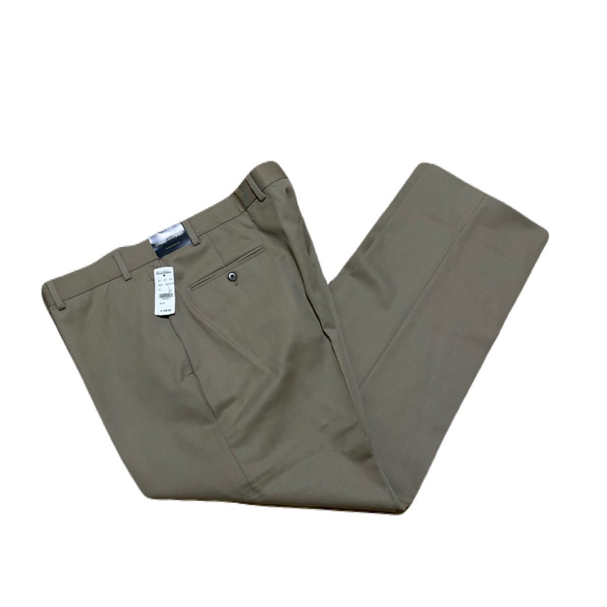 新品タグ付き BROOKS BROTHERS ベージュ系 パンツ ビッグサイズ スラックス w42 l30 マディソンフィット ウール100拍卖