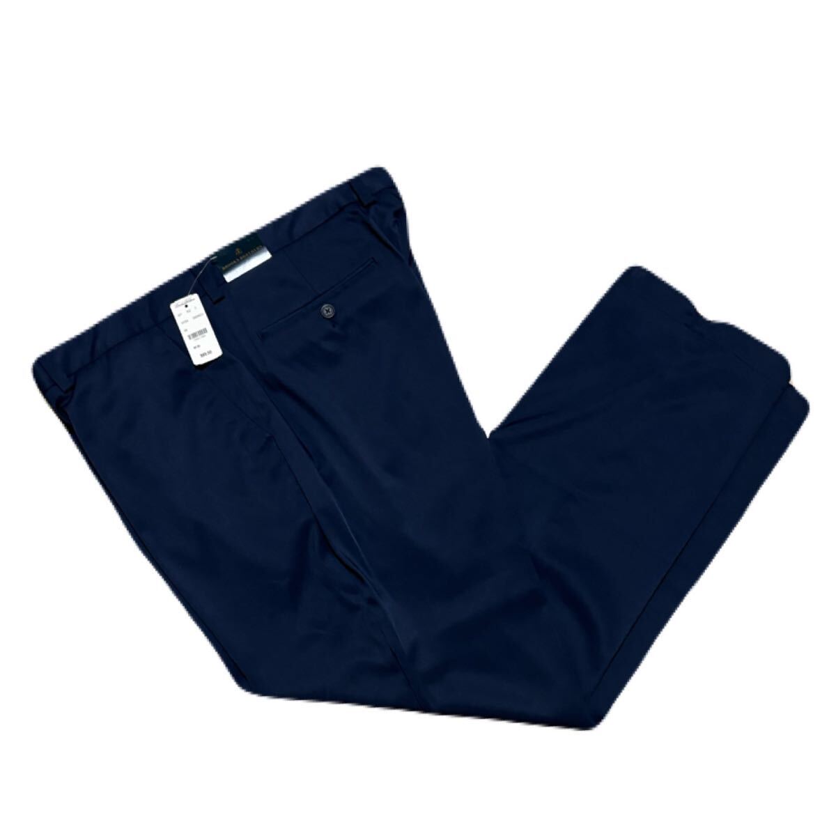 新品タグ付き BROOKS BROTHERS ネイビー パンツ スラックス ポリエステル w40 l30拍卖
