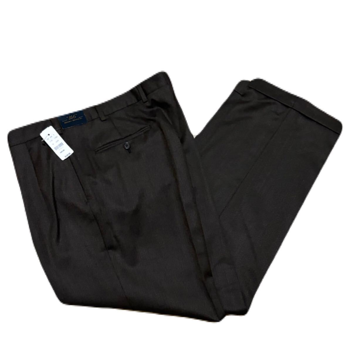 新品タグ付き BROOKS BROTHERS 黒 パンツ スラックス w40 l30 グレー 格子柄 縞模様拍卖