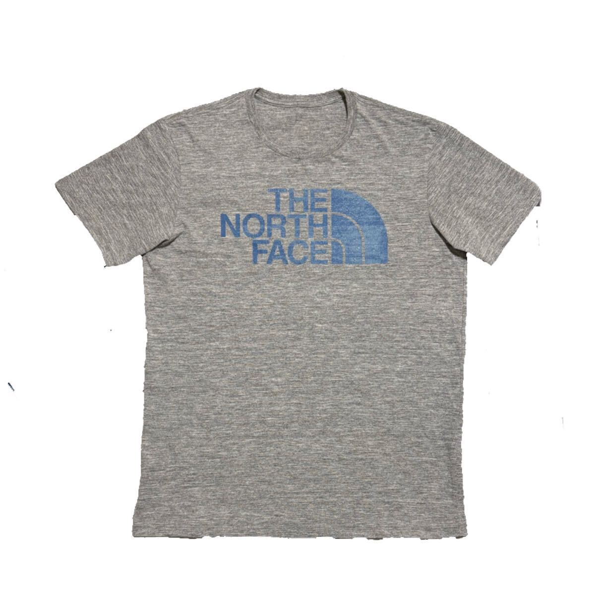 THE NORTH FACE ノースフェイス グレー 半袖Tシャツ ロゴプリント ワンポイント拍卖