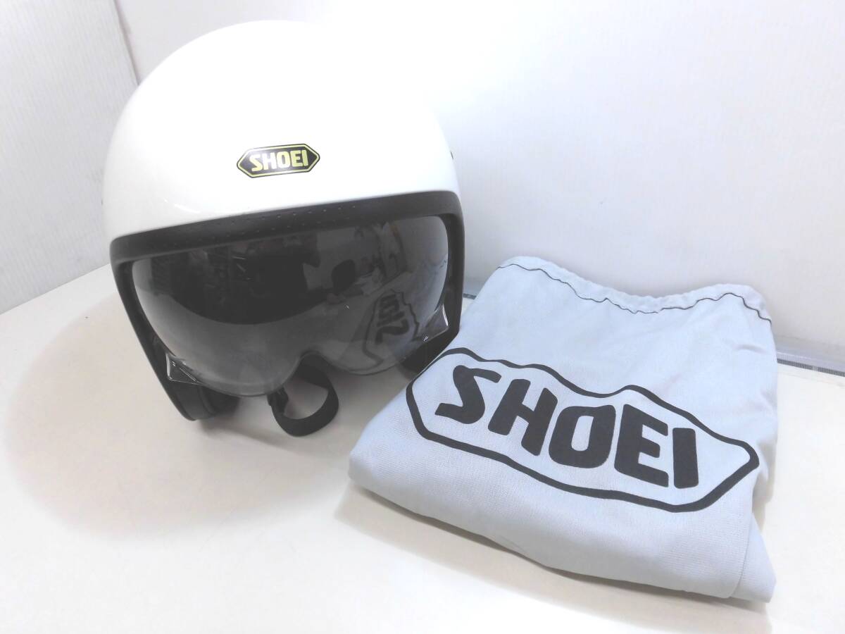 10591B◇SHOEI ショウエイ ジェットヘルメット J-0 Lサイズ 59㎝ PREMIUM ホワイト 白 バイク 二輪 専用袋付◇中古拍卖