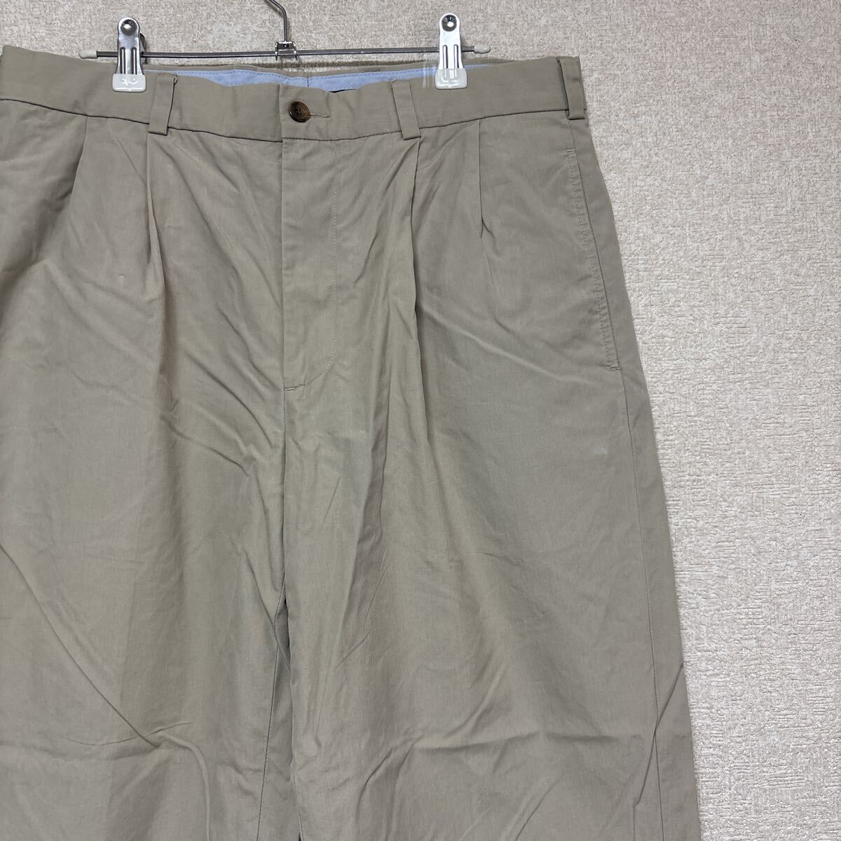 【ビッグシルエット】 Brooks Brothers ELLIOT ブルックスブラザーズ ユルダボ チノパン W34 メンズLサイズ相当 2タックコットンパンツ拍卖