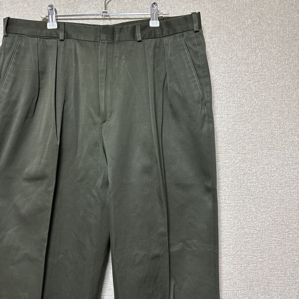 【ビッグシルエット】 LANDS' END ランズエンド 太め 2タックチノパンツ カーキ 肉厚生地 36 メンズXL相当拍卖