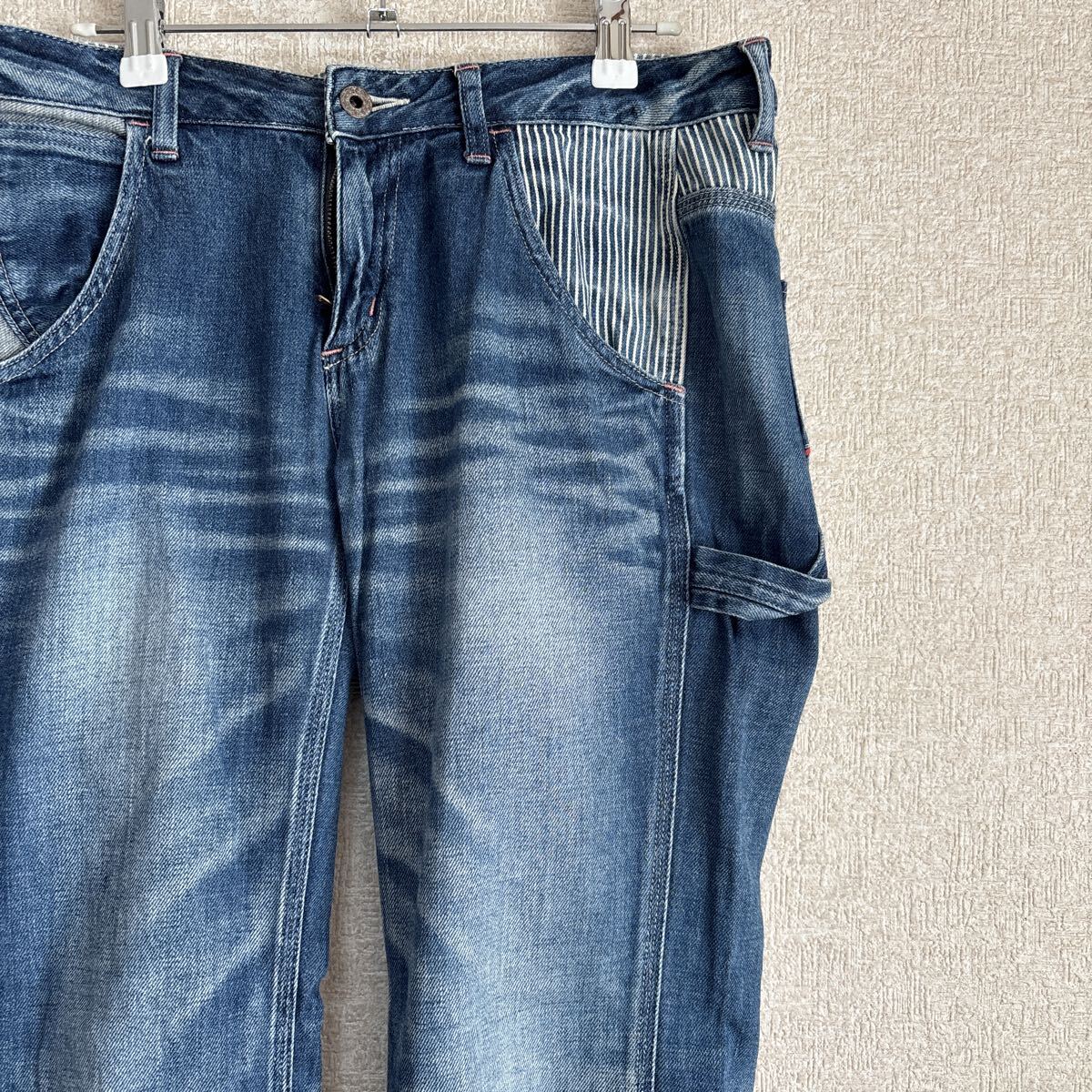 【岡山デニム】 色落ち最高! 鬼髭 ハチノス Betty Smith ベティースミス シンチバック ペインターパンツ レディースM デニム拍卖