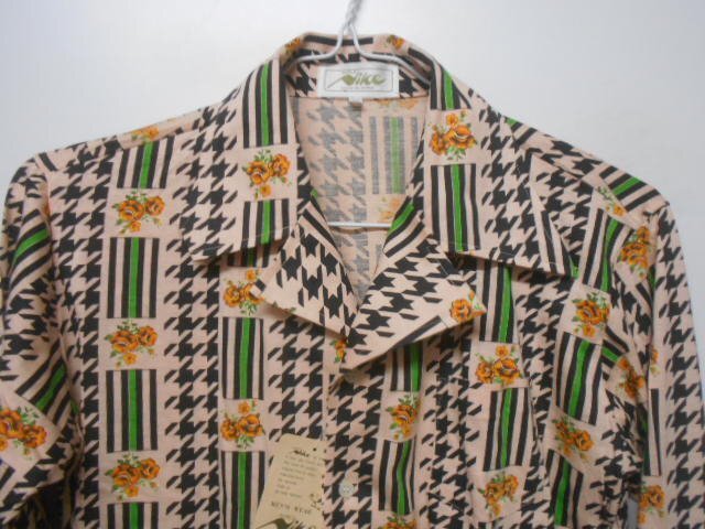 70s 昭和レトロ 長袖シャツ S 未使用 花柄 vintage 日本古着 sy728拍卖