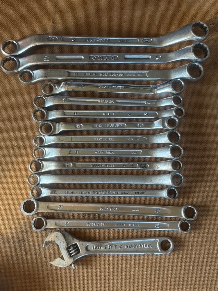 メガネレンチ 14本 + モンキーレンチ 1本(計15本)USED拍卖
