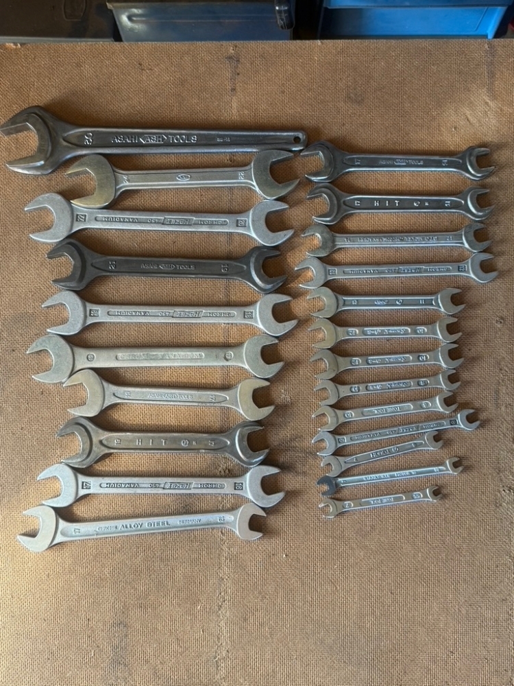 スパナ・両口スパナ 23本セット(ASAHI・HIT・TONE ほか)USED拍卖