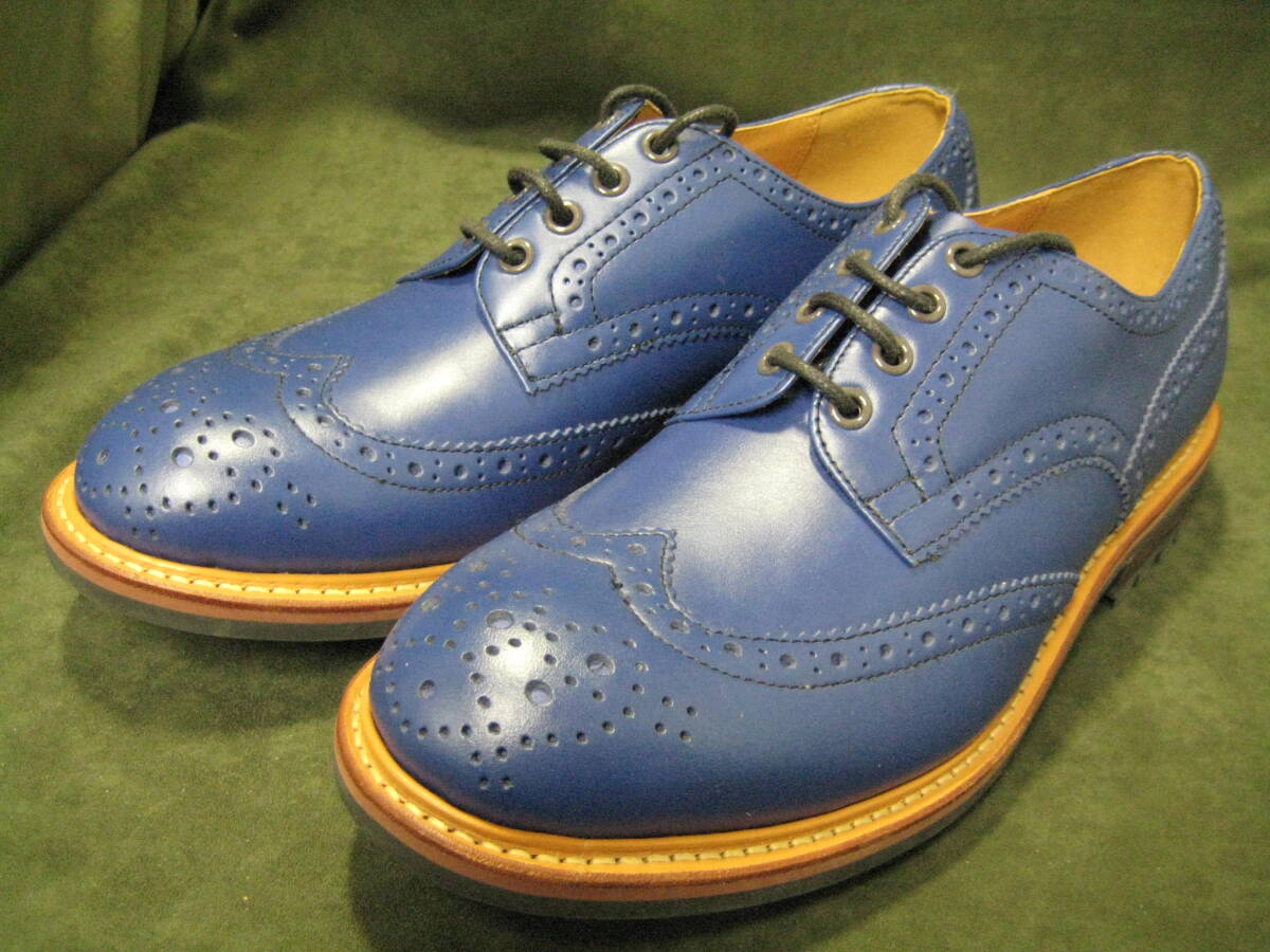 未使用 VivaGraffiti ビバグラフィティ ウイングチップシューズ ブルー 本格的なグッドイヤーウェルト製法拍卖
