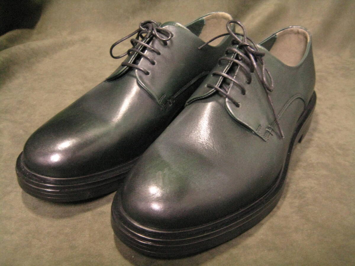 未使用 ZARA ザラ オールレザー プレーントウ シューズ 焦がし加工 ダークグレー 43・27.5cm 靴 シューズ拍卖