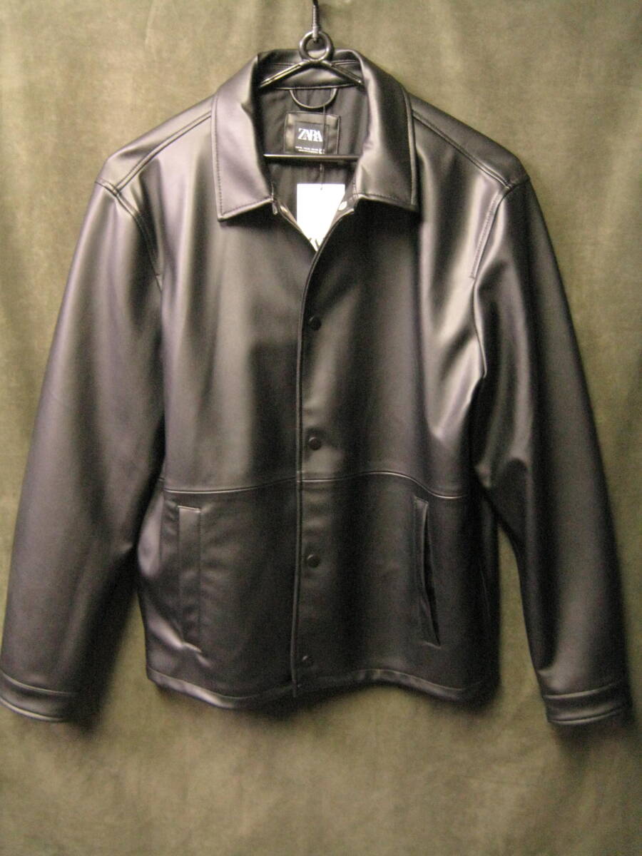 未使用 ZARA ザラ フェイクレザー ジャンパー ブラック Lサイズ拍卖