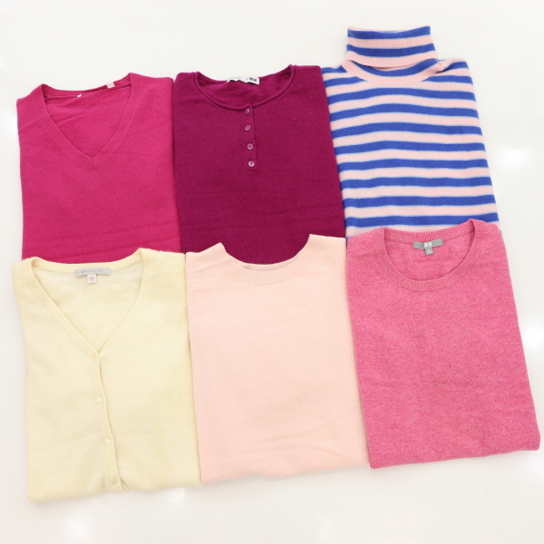 ☆ユニクロ カシミヤ100%セーター&カーディガン6枚組 PINK他拍卖