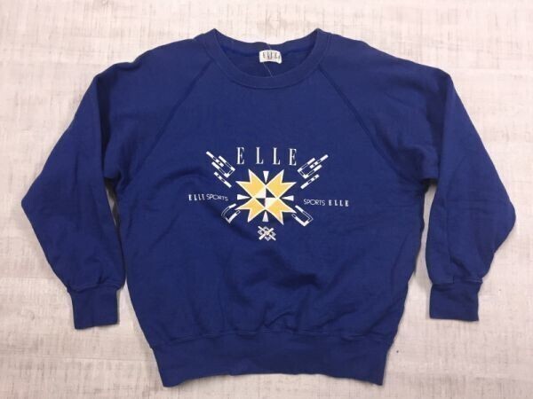 エルスポーツ ELLE SPORTS ラグランスリーブ 90s オールド レトロ古着 スウェット トレーナー レディース 5R 青拍卖