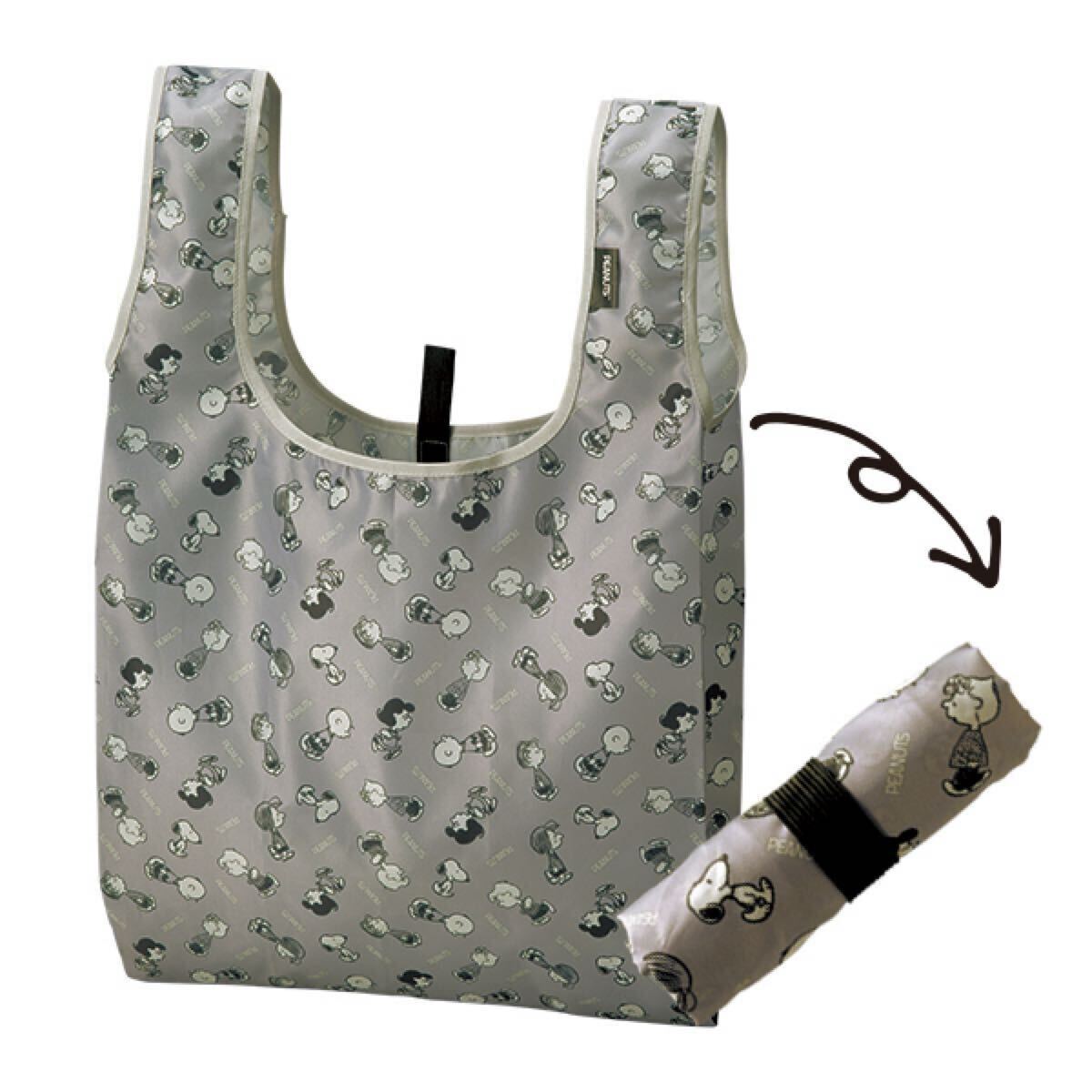 スヌーピー 折りたたみ エコバッグ (グレー) ショッピングバッグ 買い物 バッグ スヌーピー&フレンズ拍卖