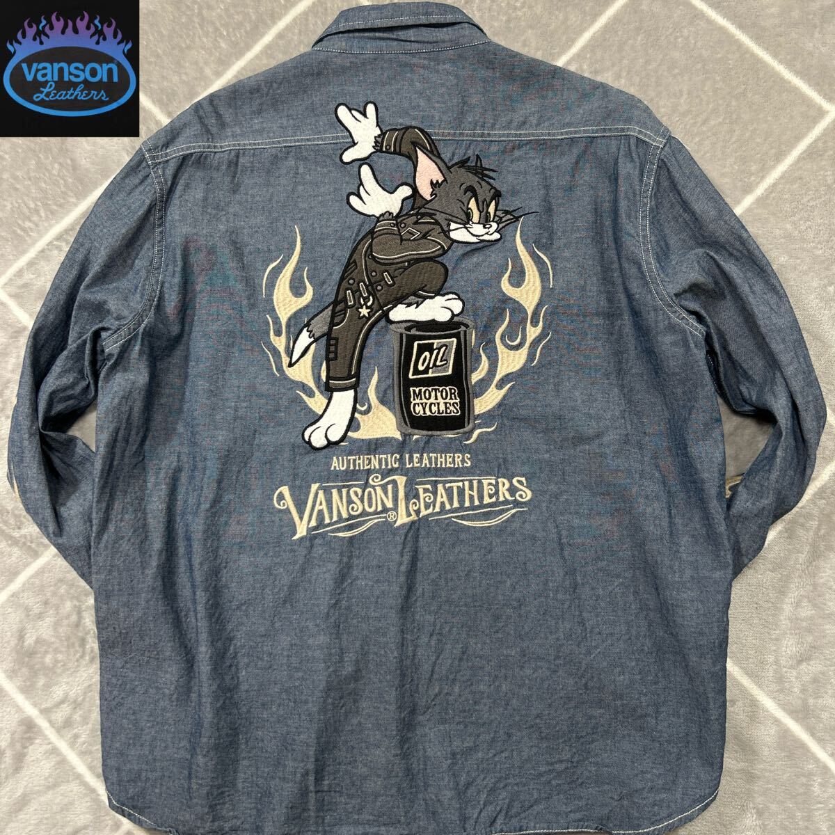 【幻のXL】極美品 VANSON バンソン Gジャン デニムジャケット デニムシャツ XL 袖ロゴ バックロゴ【最高傑作品】入手困難 トムとジェリー拍卖
