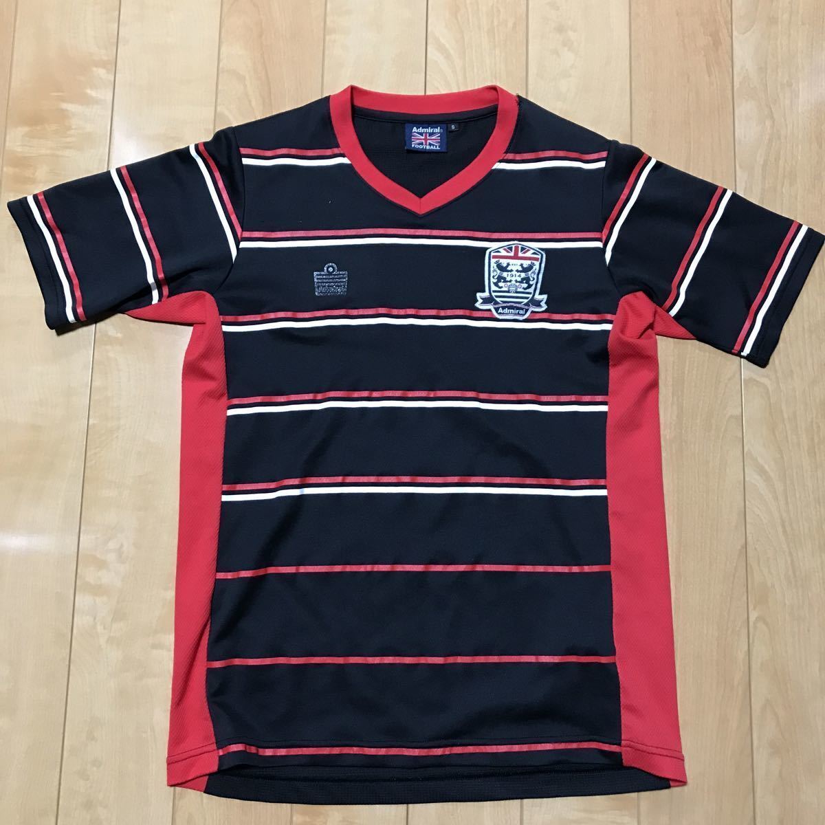 アドミラル ボーダー Vネック スポーツシャツ 542-1-66 メンズ S ブラック×ホワイト×レッド拍卖