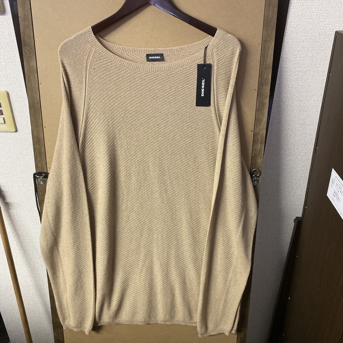 【新品】DIESEL ビッグシルエット カシミヤ混 デザインニット Lサイズ拍卖