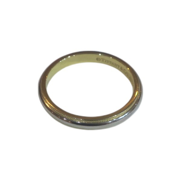 Tiffany & Co. 750YG Pt950 ミルグレイン バンド リング 指輪 約27.5号 約7.3g 新品同様品 used SA拍卖