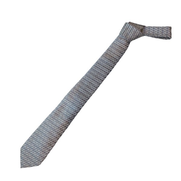 GIORGIO ARMANI ジョルジオ・アルマーニ シルバー デザイン ネクタイ 中古品 used AB拍卖