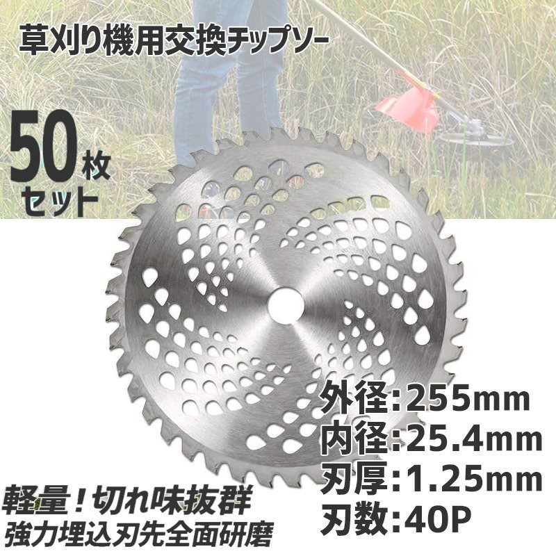 【限定セール】チップソー 替刃 50枚セット 交換 刃こぼれ 草刈機 草刈り機 255mm×40P 草刈刃 50枚組 草刈り用 替え刃 替刃 ★即納拍卖