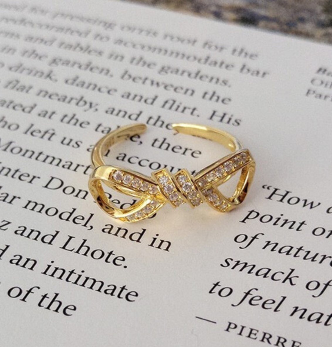 リボン リング ゴールド シルバー925 フリー 調節可能 リボンが大きめ オープンリング K18GP拍卖