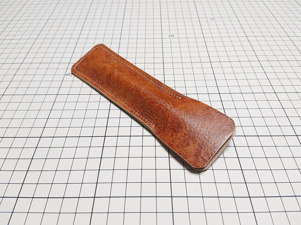 レザー◆本革 ペンケース ホルダー 独立 牛革 1本用 170x45mm 15g 4 茶系 アンティック拍卖