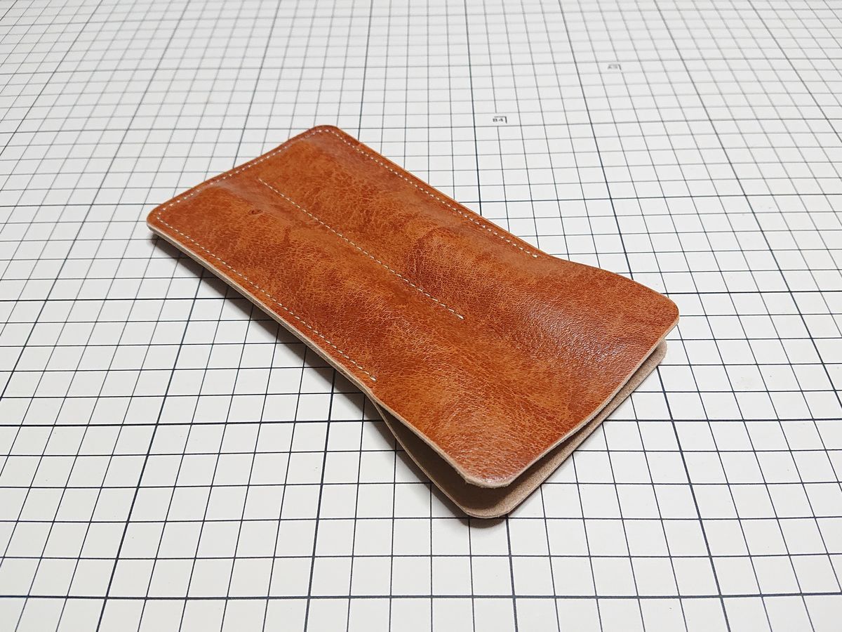 レザー◆本革 ペンケース ホルダー 独立 牛革 2本用 170x90mm 29g 5 茶系 アンティック拍卖