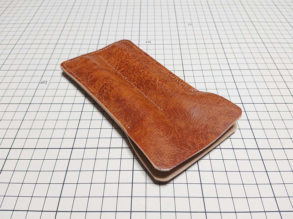 レザー◆本革 ペンケース ホルダー 独立 牛革 2本用 170x90mm 29g 6 茶系 アンティック拍卖